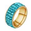 Ventas Directas de Fábrica Joyería Europea y Americana de Diamantes Completos Moda para Mujer Anillos de Acero Inoxidable con Diamantes Tres Filas de Diamantes Color Arcilla Venta al por Mayor