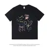 Camiseta Masculina Estampada de Algodão Puro Marca da Moda Masculina Verão Casual Gola Redonda Solta Manga Curta Feminino Dopamina Versátil Tops