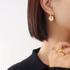 Brincos de pingente de flor de luxo populares na fronteira francesa aço titânio banhado a ouro real 18K brincos para meninas F560