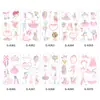 Adesivo de Tatuagem de Bailarina Coração Delicado Tutu Rosa Cisne Branco Coroa Tatuagem Decorativa Temporária Infantil