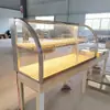 Mostrador de Exhibición de Pan de Vidrio Curvo de Doble Capa Personalizado del Fabricante, Vitrina de Gabinete con Puerta para Pasteles y Galletas Hecho a Mano