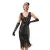 Vestido Nuevo 2025 con Lentejuelas y Flecos Estilo Retro de los Años 20 Cuello en V Vestido de Noche Gatsby Falda Sexy con Flecos