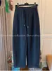 Pantalas Casuais Femininas de Cintura Elástica com Cordão, Perna Larga, Cinza Escuro, Estilo Coreano, Nova Coleção Inverno 2025, Cintura Alta, Efeito Emagrecedor, Caimento Fluido, Longas