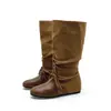 Botas de Invierno Vintage 2026 con Punta, Plisadas, Hasta la Rodilla para Mujer, Versátiles con Tacón Grueso, Adelgazantes, de Montar