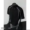 Design Americano High-End Camiseta Solta de Manga Curta com Rebites Metálicos Roupas Casuais de Manga Meia-Manga Masculinas Verão