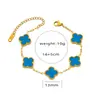 Trevo de quatro folhas Cross-border Cyber Red Plating 18k Dourado Dupla face OL Fritillaria Lucky Four-leaf Clover Pulseira Colar Brincos Anel