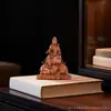 Estátua Sentada de Manjushri e Samantabhadra Bodhisattva de Cobre Mini Huayan Três Santos Buda Artesanato Decoração para Mesa de Escritório em Casa