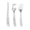 Acero Inoxidable 304 Cuchara Tenedor Infantil Cuchara Sonriente Láser Cuchara Redonda Cuchara Suplemento Alimenticio Bebé Tenedor de Dibujos Animados Vajilla Portátil