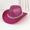Accesorios de Perlas Sombrero de Vaquero Occidental Sombrero para Exteriores de Gran Circunferencia de Cabeza Sombrero de Copa Estilo Europeo y Americano para Mujer Sombrero de Jazz Versátil para Hombre