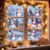 3 Folhas/Conjunto Adesivos Estáticos de Natal Novos Desenho Animado Fofo Papai Noel Boneco de Neve Decoração de Janela de Vidro Adesivos