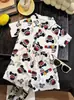 Conjunto de Camisa de Verão Tie-Dye Infantil Estampa Total Estilo Hong Kong para Meninos Tendência Estiloso Estilo Coreano Manga Curta