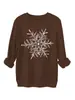 Comercio electrónico transfronterizo Amazon Wish, versión europea, sudadera de forro polar engrosado de moda para mujer, nuevo diseño de copo de nieve negro y blanco, en stock