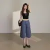 Pantalones de Pierna Ancha Sueltos Retro Americanos Nuevos de Verano Versátiles Múltiples Bolsillos Ropa de Trabajo Jeans Acortados Venta al por Mayor