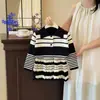 Conjunto de Malha para Meninas Outono e Inverno 2026 Novo Estilo Coreano Cardigã de Lã Listrado Saia Plissada Estilo Acadêmico Conjunto de Duas Peças