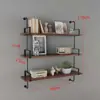 Estante de Pared Retro Americano Fuerte Capacidad de Carga Arte de Hierro Estante de Una Palabra Estilo Industrial Barbería Sencillo Montaje en Pared Estantería