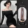 Lemon Story Lencería Sexy Vestido Sexy de un Hombro Femenino Ajustado Manga Larga Encaje Falda de Cadera