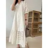 Vestido de Renda Coreano de Caimento Solto com Saia Longa Simples