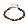 Transfronteiriço Novo Estilo Europeu e Americano Masculino Pulseira de Aço Inoxidável com Pedra Olho de Tigre e Pinheiro Branco Ágata Turquesa Pulseira Ajustável Transfronteiriço