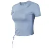Camiseta Casual Transfronteriza para Mujer Fitness Elástica Ajustada Ropa de Yoga Manga Corta Ombliguera Top Deportivo Estilo Delgado de Primavera