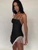 Estilo Europeu e Americano Transfronteiriço Novo Vestido de Verão 2024 Feminino com Bainha Pingente Alça Única Decote One-Line Sexy Costas Abertas para Mulheres