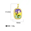 Estilo Pintura al Óleo Jardín de Monet Esmalte Pintado Incrustado Flor de Perla Colgante Collar Colgante Accesorios DIY Venta al por Mayor Transfronteriza