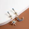 Estilo Étnico Europeo y Americano Retro Elegante Elegante Gancho para la Oreja Pendientes de Cristal Ojo de Demonio Bohemio Colorido para Mujer