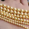 Amarelo Mel Furo Reto Alto Brilho Contas de Concha Contas Soltas Contas Redondas Fio para Pulseira DIY Acessórios de Joias Produtos Semi-Acabados Venda por Atacado