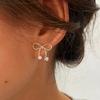 Pendientes de Araña con Lazo Dulces Elegantes y Femeninos Joyería para Orejas Popular en Internet de Lujo Ligero Joyería de Nicho