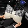 Conjunto Personalizado de Suporte de Pescoço e Lombar para Cadeirinha de Carro Transfronteiriça, Almofada de Carro Estilosa Pied-de-Poule, Travesseiro Cervical