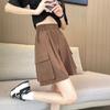 Seda de Hielo Secado Rápido Ropa de Trabajo Pantalones Cortos Delgados Adelgazantes Verano Pantalones de Cinco Puntos Nuevos Rectos Sueltos de Longitud Media Casual Cintura Alta Pierna Ancha