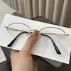 Gafas Pequeñas Ovaladas de Media Montura Estilo Otaku, Lisas, Ultraligeras para Mujer, Aptas para Lentes Graduados de Alta Potencia, Diseño Minimalista