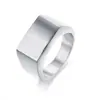 Anillo de Acero Inoxidable Rectangular de 18 mm con Superficie Lisa Simple, Logo Grabado con Láser, Moda Amazon Transfronteriza Europea y Americana, Venta al por Mayor