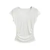 Camiseta de tricô pura e sedutora com decote em V e mangas curtas para mulheres, novo estilo de verão, elegante e justa ao corpo, fina, plissada, que afina a cintura