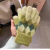 Luvas Espessas Versáteis Fofas para Estudantes, Simples, Compatíveis com Tela de Toque, Cinco Dedos, Pelúcia, Xadrez, Luvas de Inverno para Ciclismo para Mulheres