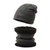 Sombrero para Hombre Otoño e Invierno Lana Sombrero Bufanda Traje Cálido de Dos Piezas Puntada Cálida Cuadros Gorro de Pelo Transfronterizo