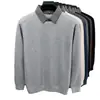 Ropa de punto casual para hombre con lana, forro de felpa, engrosada, cálida, a rayas, solapa, imitación de dos piezas, suéter para hombre, Invierno 2026