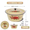 Balanza de esmalte vintage nostálgica con tapa, engrosada para uso en la cocina del hogar, recipiente de gran capacidad para relleno de dumplings, manteca de cerdo y sopa
