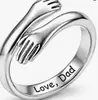 2025 Nuevo Anillo de Pareja Abrazo de Amor Presión de Aceite Siempre Contigo
