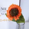 Girasol Artificial de un Solo Tallo Transfronterizo, Flor Falsa para Decoración de Sala de Estar en Casa, Accesorio de Fotografía de Tela de Seda, Flor Decorativa