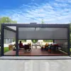 Pavilhão de Lazer com Pátio, Pergolado Ventilado e à Prova de Chuva para Jardim com Cortinas para Proteção Solar, Pavilhão com Venezianas de Liga de Alumínio