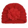 Sombrero de Punto con Flor de Color Sólido Estilo Nuevo Europeo y Americano para Bebé Sombrero de Punto Grueso Cálido para Niños Lindo Sombrero para el Cabello de Bebé con Flor