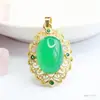 Colgante de Calcedonia Verde Natural Guan Yu Collar de Ágata Joyería de Estilo Vintage Venta al por Mayor en Vivo Dropshipping S4111902L