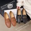 Mocasines de piel de oveja para primavera y verano, planos, de una sola capa, con suela blanda, transpirables y combinables, para mujer, de estilo británico, sin cordones.