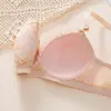 Conjunto de Lingerie Sexy Macio com Suporte de Renda para Mulheres com Seios Pequenos Push-Up Sem Aro Fino Conjunto de Sutiã para Meninas