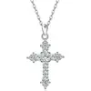 Comercio Electrónico Transfronterizo Plata de Ley S925 Venta Caliente Nuevo Colgante de Cruz con Diamantes Completos Cadena de Clavícula Simple y de Moda