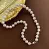 Collar de Perlas Redondas de 10 mm con Cierre de Hebilla Yuanbao de Plata de Ley 925 para Mujer, Combinación para Todo, Lujo Ligero, Sentido de Alta Gama, Elegante y Nicho, Cadena para Clavícula