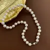 Collar de Perlas Redondas de 10 mm con Cierre de Hebilla Yuanbao de Plata de Ley 925 para Mujer, Combinación para Todo, Lujo Ligero, Sentido de Alta Gama, Elegante y Nicho, Cadena para Clavícula