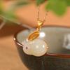 Um Veado Prata S925 Prata Esterlina Banhado A Ouro Hetian Jade Brincos Temperamento Bonito Coelho Senhoras Anel Pingente Brincos Set