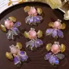 Super Fada Fantasia Fofo Vidro Peixe Dourado Carpa DIY Presilha de Cabelo Par de Presilhas Estilo Antigo Dinastia Han Adorno de Cabeça Presilha Lateral Broche Acessórios