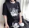 Estilo Japonês Transfronteiriço Manga Curta Verão Ins Estilo Preppy Escuro Anime Solta Camiseta Feminina Estudante Estilo Casal Top Tendência